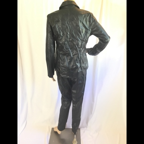 Bar lll Madrid Black Faux Leather Two Piece Outfit NWT - Picture 2 of 14